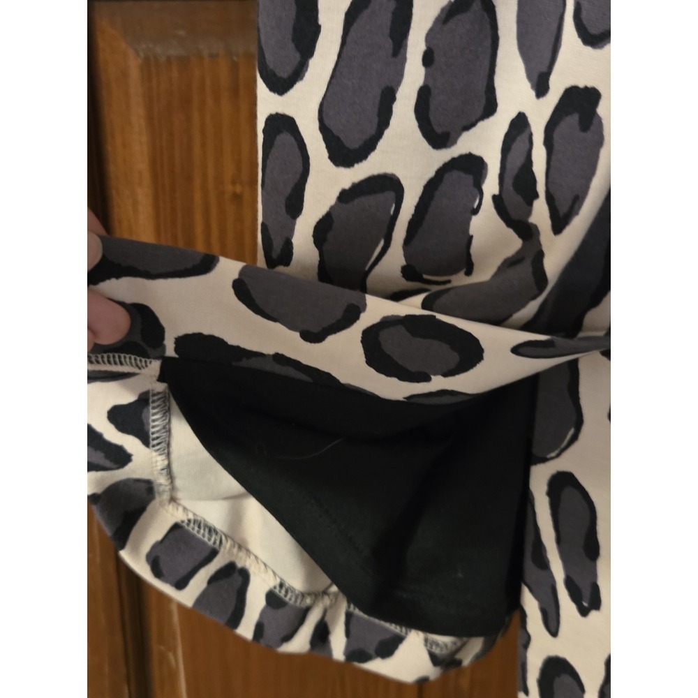 Boden Leopard Print 3/4-Sleeve Gray Cream Mock-Boat-Neck Marisa Midi Dress 12L - Picture 7 of 8